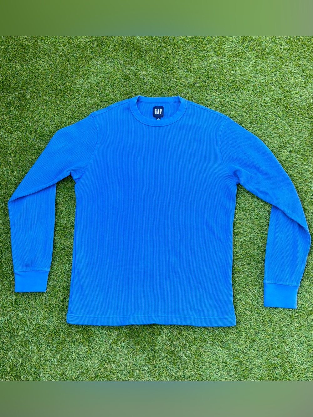 Gap Blue Waffle Knit Long Sleeve Thermal Shirt Medium